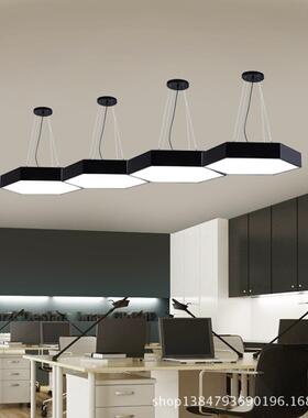 办室灯le吊d艺646六边形造型健身房公网术吧店铺装饰异形工业风吊