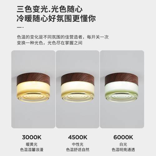 中古风头过廊道灯895玄关入户简约创意胡桃色新中式吸顶走灯灯床