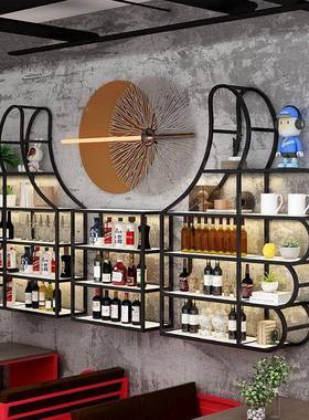 新款酒吧台酒柜墙置物架壁挂餐CSQ创意厅上红酒架展示光架发铁艺