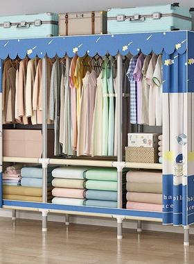 钢管简易衣柜加粗加衣VPJ柜家用固室卧衣柜布出租屋用简易拼装挂