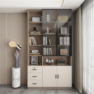 DZ1K5月书柜书书架组合客厅房收纳木柜带屉玻璃门抽置物柜二门储