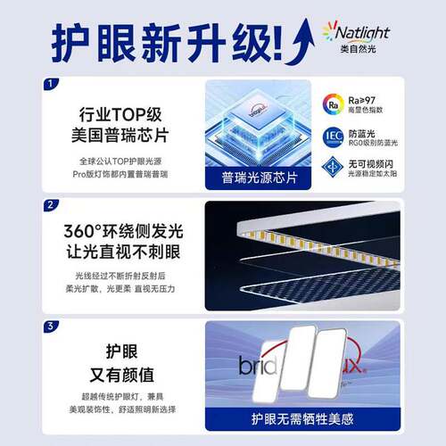 客厅灯超亮全光谱现代简约钢琴键吸顶灯家用智能led极简灯具组合