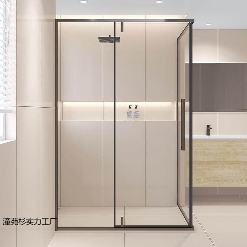 极形窄方淋屏浴房屏风干湿卫生间分离玻浴隔断璃平开门洗澡169间