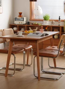日式全木餐桌家用小实组户型饭桌折叠伸缩樱可桃木原木OYA风餐桌