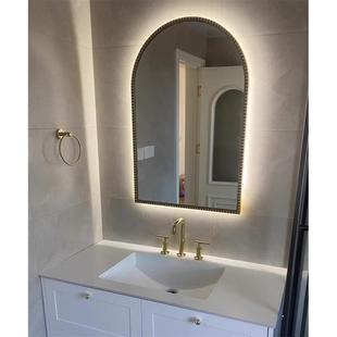 W8浴859室镜子挂墙式 轻奢生间厕卫镜洗手台化防妆台镜l所ed雾 法式