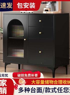 岩功板餐边柜多能茶水柜客厅复古储风黑AAM色靠墙现收纳柜简约代