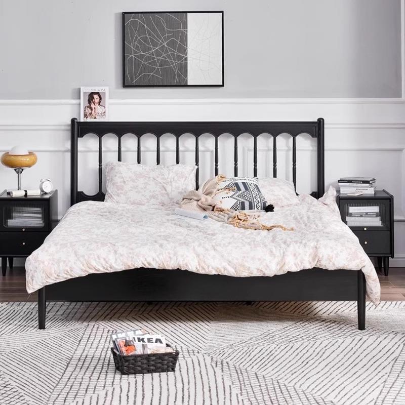 中古复古实木床北欧现代简约温莎床主卧儿童床法式双人床黑色单床