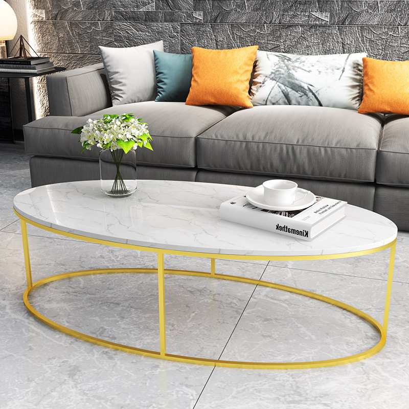 北欧大理石茶几简约现代家用小户型客厅椭圆形简易迷你创意茶几桌