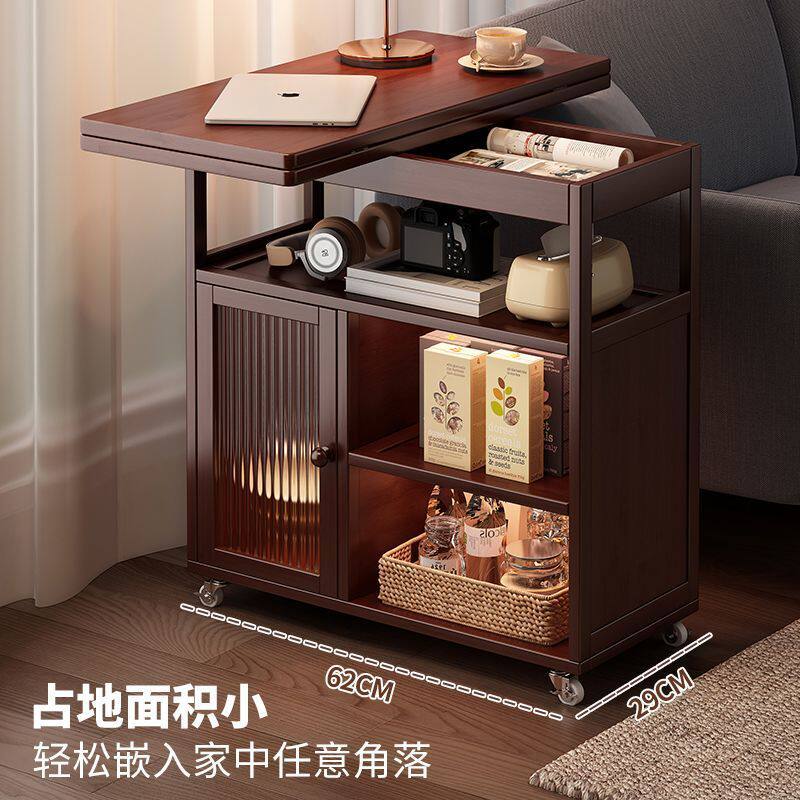 置物架推车欧式折叠茶几家用带轮移动茶车旋转茶桌客厅沙发侧边几
