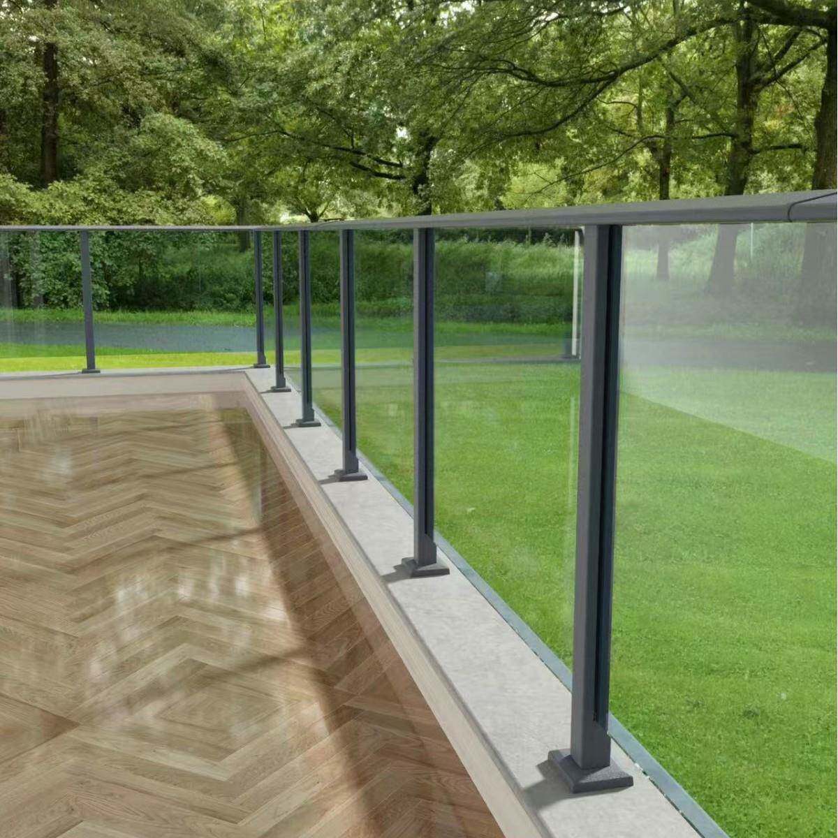 梯栏杆扶手无框玻护栏阳台璃景观扶手楼梯玻楼护栏卡JZT槽璃立柱