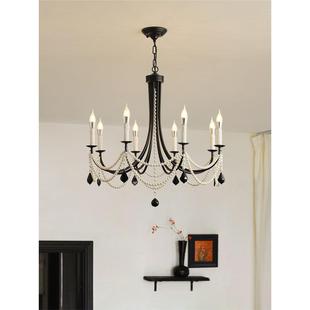 法式水晶主客厅吊灯公美式164复设计师漫黑色珍珠主房浪卧室房古