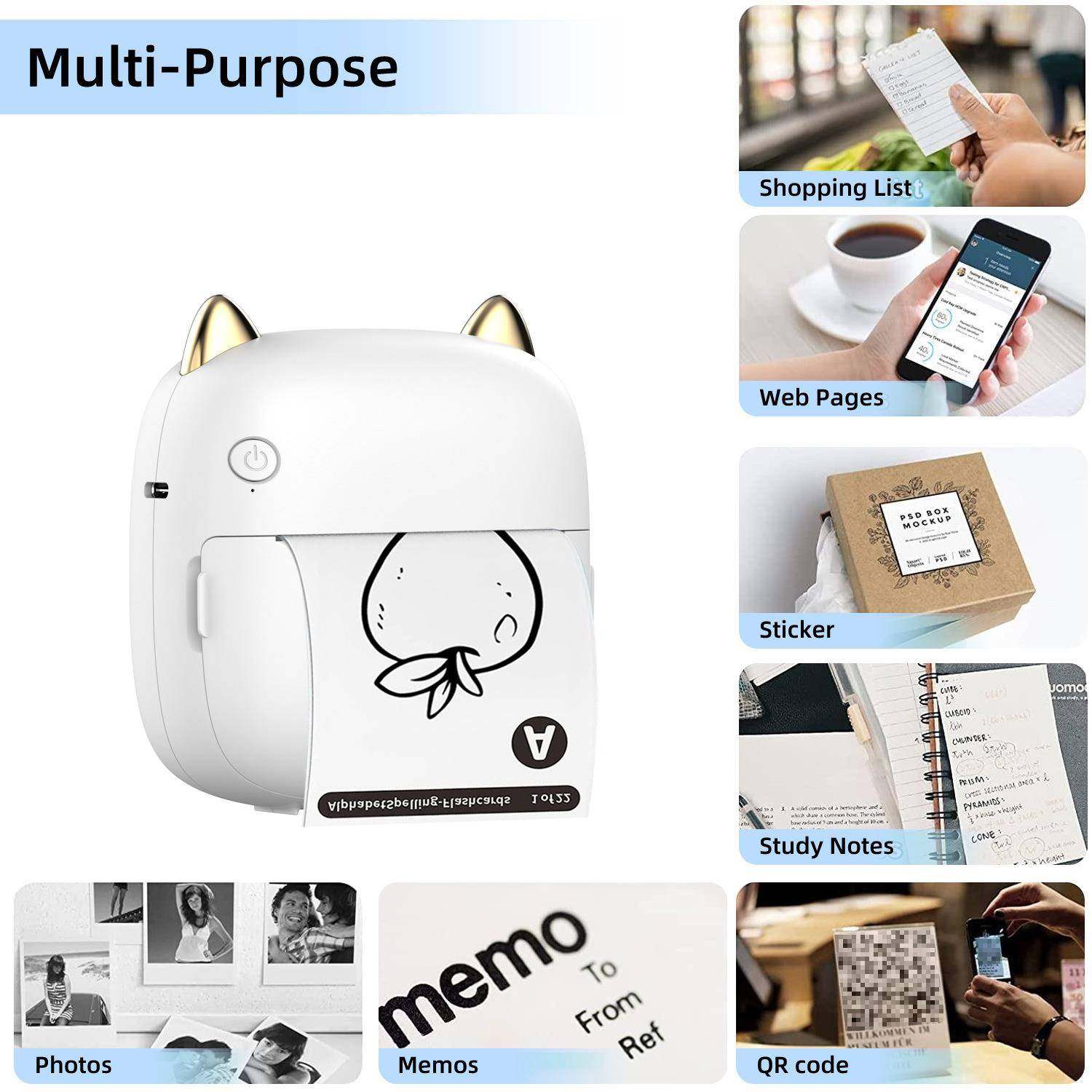 跨境C23七彩错题r打印机便携式迷你标签敏无墨热打印MiinpinC23白,办公设备/耗材/相关服务,餐饮/外卖打印机,淘宝优惠券,粉丝福利购,淘宝优惠卷