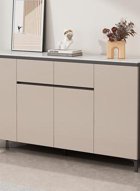 全实木餐边柜代简现约轻奢客厅板QXY-112物置边柜靠墙一体家用岩