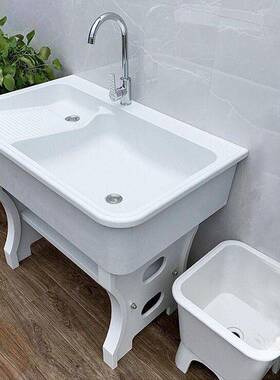 石英石洗衣带搓衣板池洗阳台家用庭院室内衣槽93687体一盆