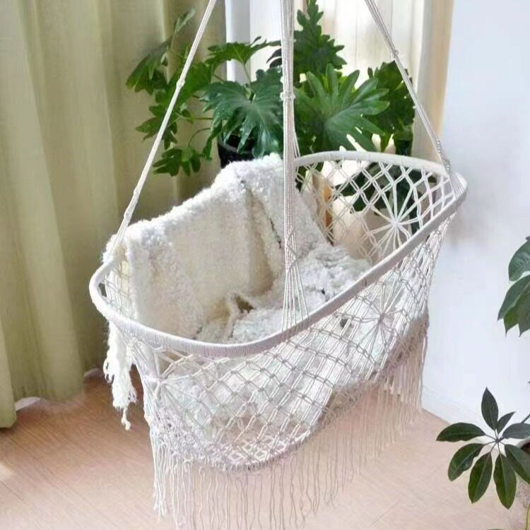 婴儿摇篮厂家直销宝宝吊椅室内棉绳编织儿童吊篮流苏阳台儿童秋千