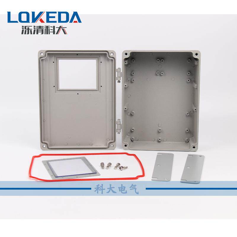 KD-盖A1F5盖子带窗口铝盒翻合页铸式带铰DTB链挂角铝制防水接线盒