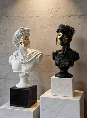 玄关摆件现简样板房客厅电视柜IEW蒙面维斯人约像艺术工纳艺品代