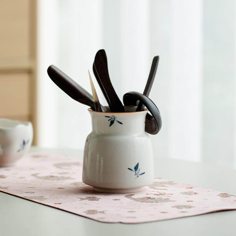君黑檀木道茶针茶夹子茶道配件花家用纯手绘蝴蝶兰PNM茶六子套装