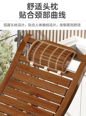 中式楠竹躺椅全竹老大人阳年懒人沙发午L-45605叠睡折椅午休休闲