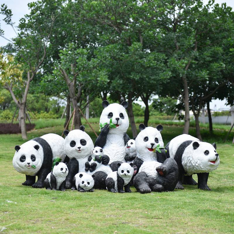 户外仿真熊猫雕塑摆件庭院装饰花园别墅院子布置园林景观造景小品