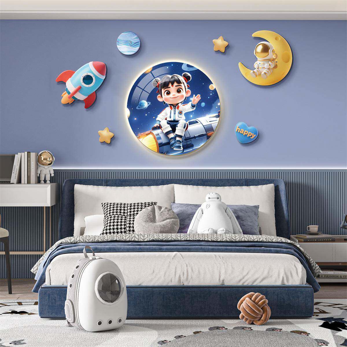 意创画女灯孩房男孩房儿童房画卧室DK7-Z床头装饰画氛围可爱温馨