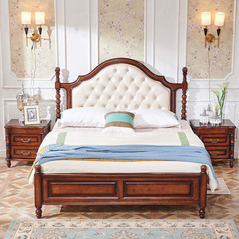 202美式乡村双1人床1.米大简床现代约主卧婚床.2米单人实木8床储