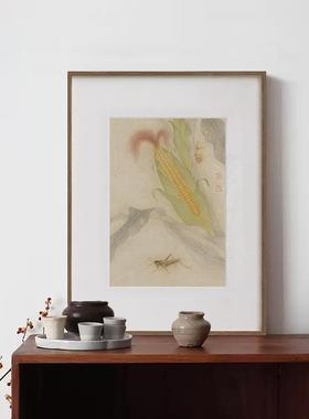 新中式摆斗台玄关柜装工笔花鸟草虫挂画中画古饰淡雅YZ202504餐厅