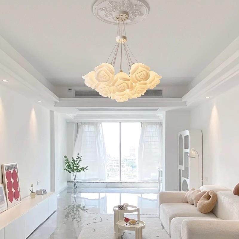 法式护眼吊灯客厅灯奶油风灯具现代温馨主室玫卧瑰主花餐灯厅345,家装灯饰光源,智能吊灯,淘宝优惠券,粉丝福利购,淘宝优惠卷