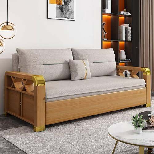 型实木沙床两用多功能小户厅免洗科技布2客024新款发DNS折叠推拉