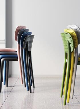 塑料餐椅北欧可用叠放靠背椅家奶LT-88332塑料加厚简约现代凳子子