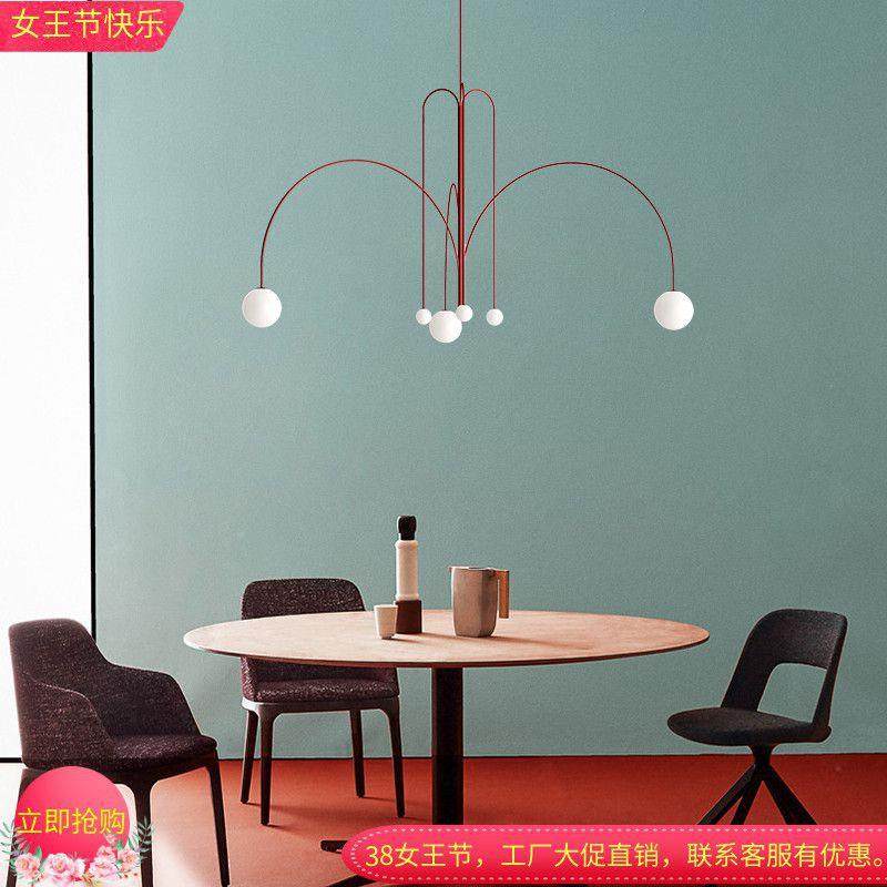 拱北欧极简客厅吊灯餐厅室卧房喷泉楼梯7512间线条几何形书灯轻奢