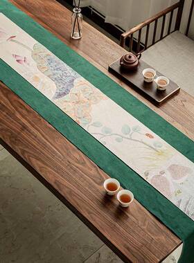 中式桌旗禅意茶席麻布茶几布长条布新艺现代简棉BVU麻茶布约茶桌