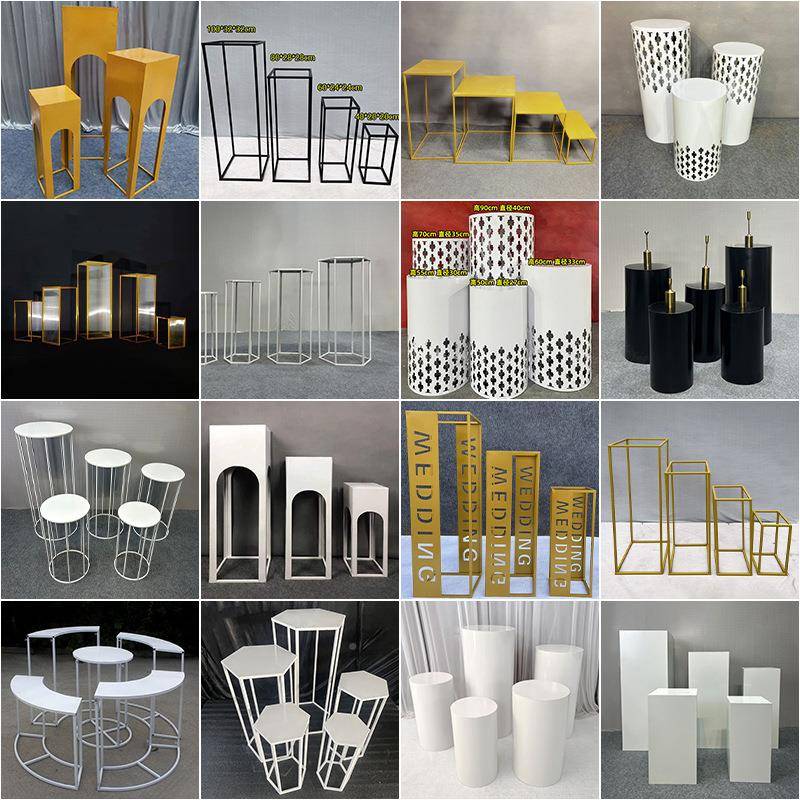 新款婚庆道具铁商甜品台婚VUD礼路引场橱圆柱甜品桌布置艺订窗婚