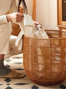 网红ns仿藤EHN编防i水脏篮衣脏衣筐服收纳筐卧室脏衣浴室脏衣篓洗