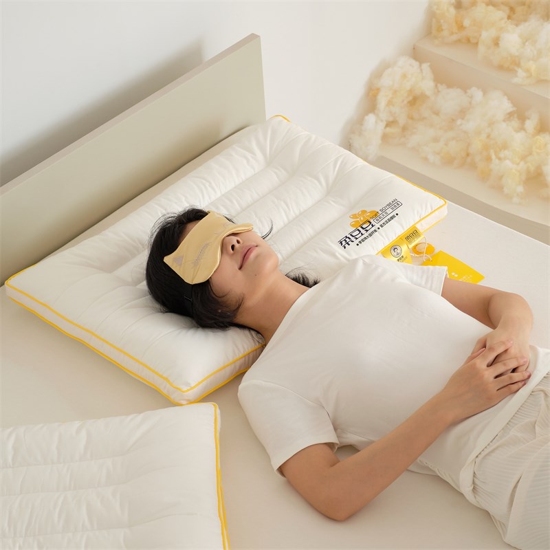 李官奇低平d大豆纤维枕芯一对装护颈抗菌防螨羽丝绒单人枕头家用