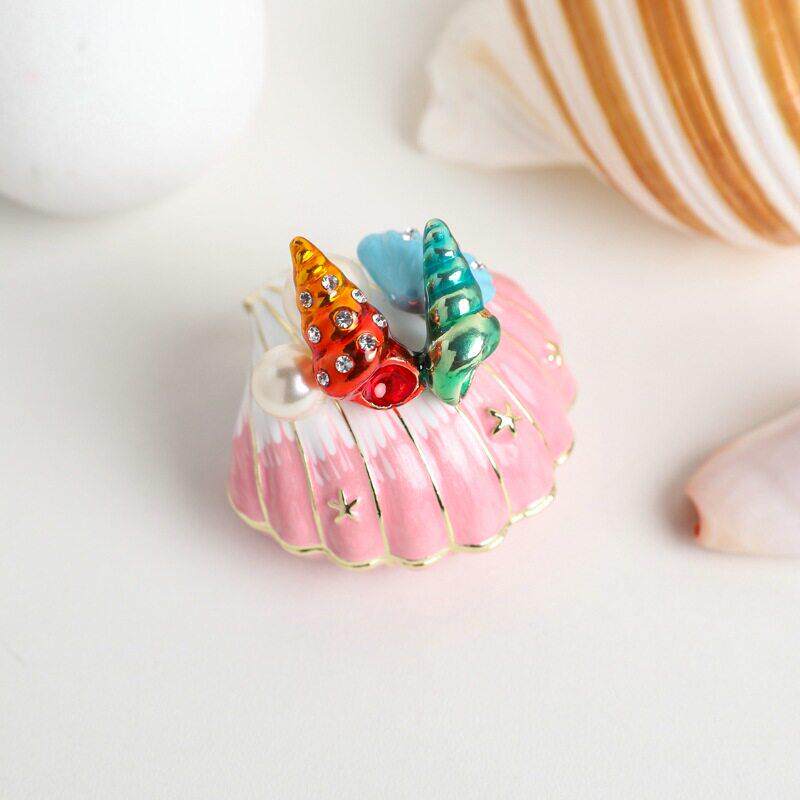 日韩小饰品SY6775新款贝壳饰品盒婚小庆饰礼品珐金琅彩合首饰盒装