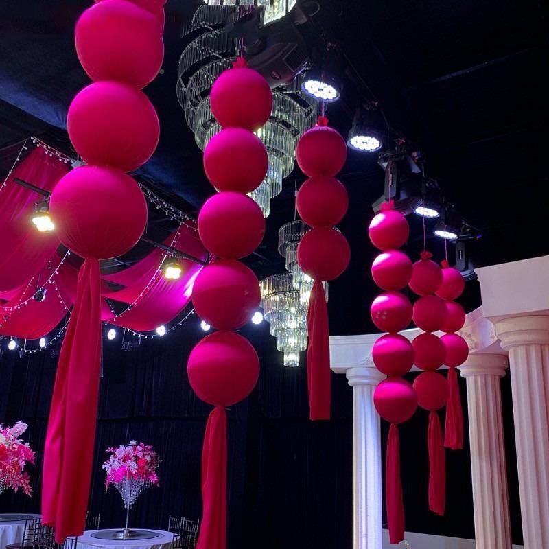 ZHQ婚庆布用品玫红弹布力牛奶丝大球串婚礼艺背墙吊饰泡沫圆球装,节庆用品/礼品,陪嫁用品套装,淘宝优惠券,粉丝福利购,淘宝优惠卷