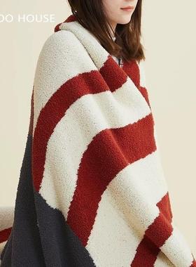 半边绒针织发毛毯BWD盖办睡公室午沙披肩空调毯毯针织高级盖毯ins