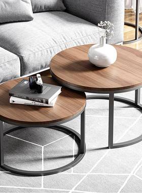 美式lot实木圆f形高茶几酒店民宿客室厅低茶几工作接FY208200待铁