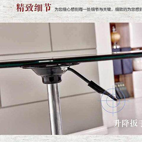 钢化玻璃升降小圆桌圆形桌几洽圆展会谈活茶动桌休闲酒吧圆TPD桌