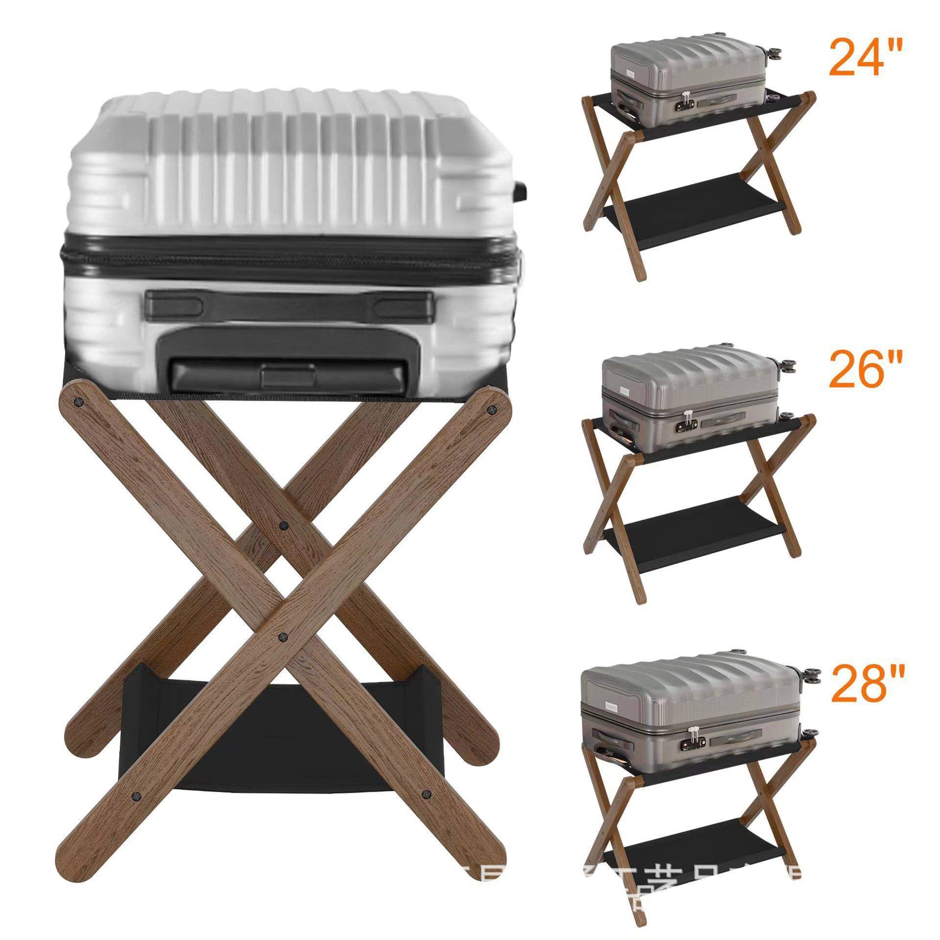 现货木质双层行李箱收纳架酒店卧室叠折分鞋层行李架/落式收地纳