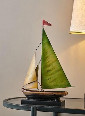 10002930办公室酒柜厅柜电视一帆客风顺帆船模型摆件创意桌面高轻