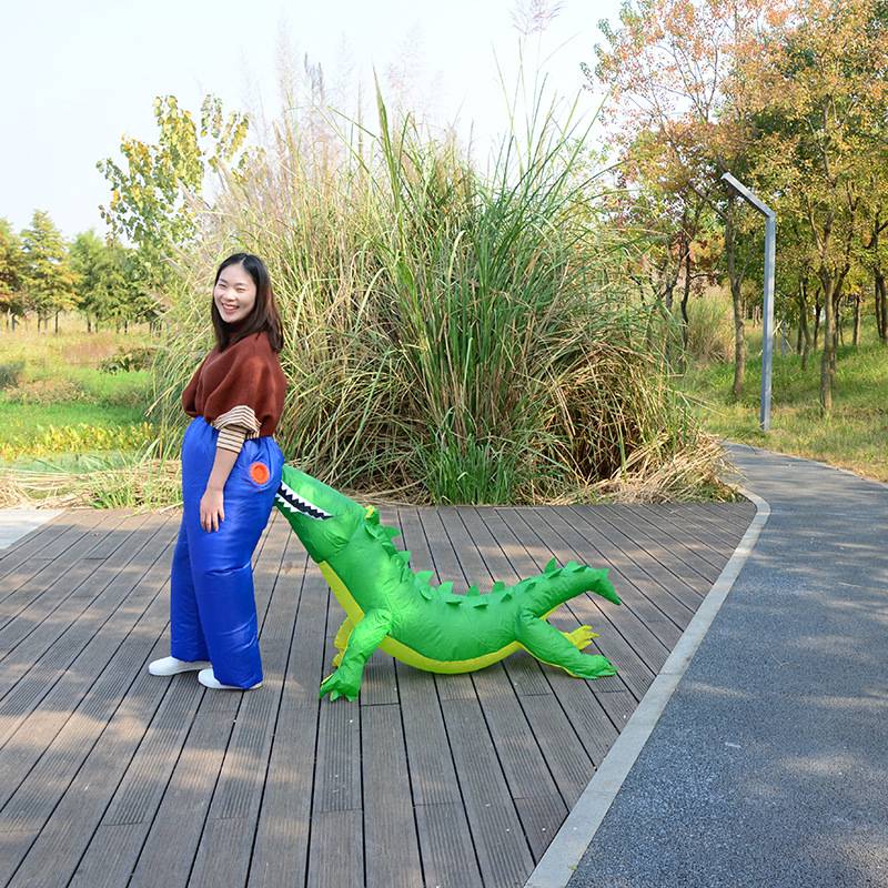 万圣节充气服装卡通动物咬屁股 人偶充气服装绿色服酒吧活动服装