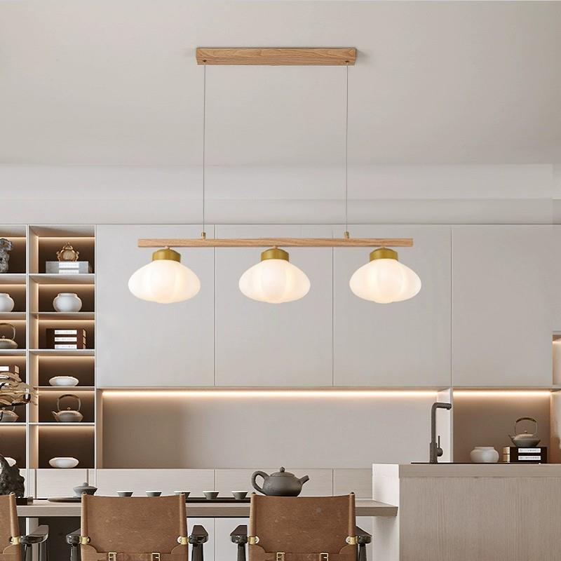 新中式餐厅吊灯创奶油风饭桌吧台D583L灯胡桃木纹茶E室中山灯意具