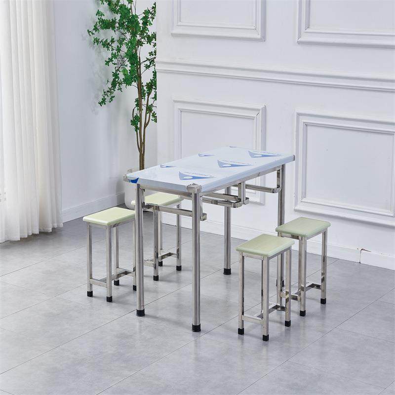 货不锈钢员餐学桌校学生食堂餐现厅工职工连QMF体快餐桌折叠餐桌