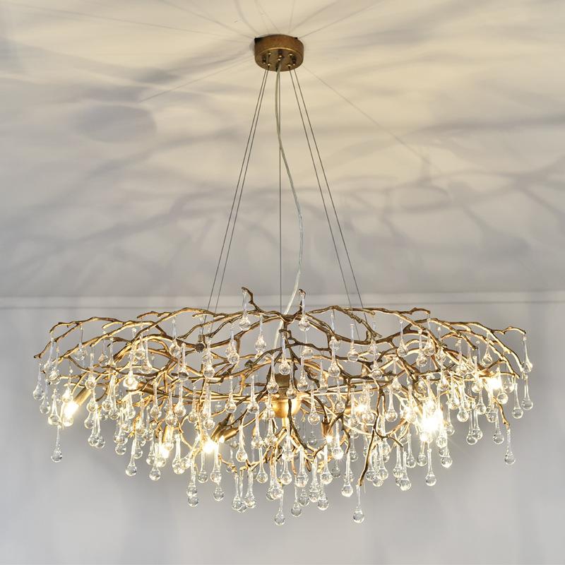 法式水晶枝吊灯别墅后代现全铜水树滴树枝客厅美式灯餐厅吊灯