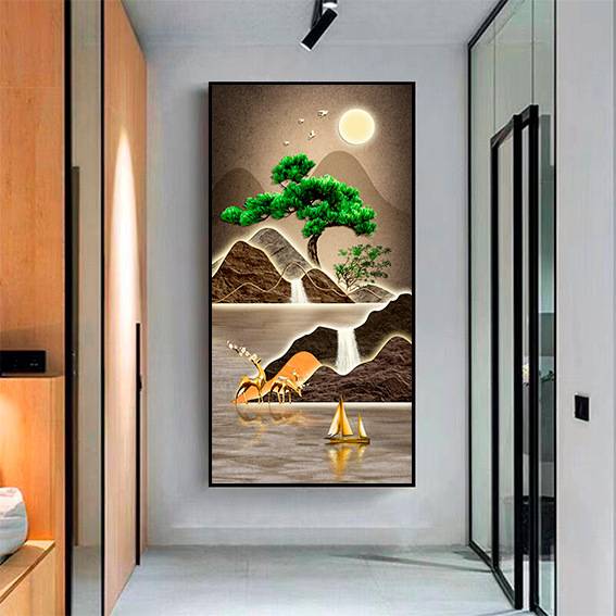 新款客厅装饰画进门入户玄关走廊过道壁挂画现代轻奢有框创意玄关