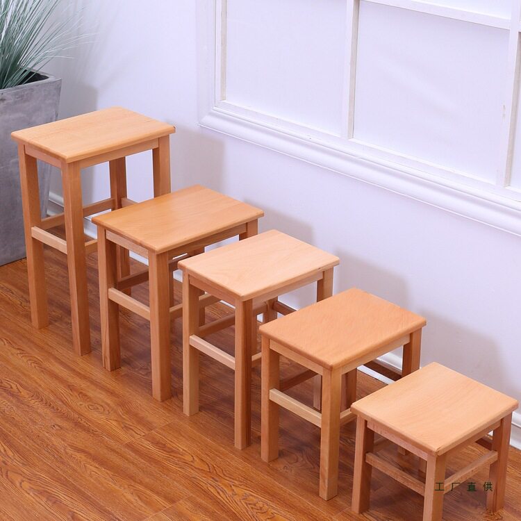 实木方凳全实木木头板凳学校家用登子小矮凳木凳餐饭凳四脚凳绢花