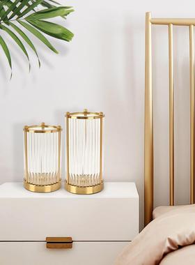 欧轻奢玻璃花艺瓶式简件约时尚精美摆电镀拉丝铁防锈防潮客厅C635