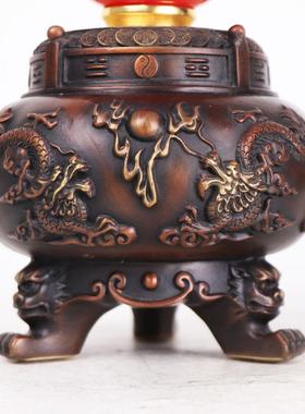 杨时铜记色铜聚宝盆摆件烧高端0117水晶球办聚宝盆来运转家居公室